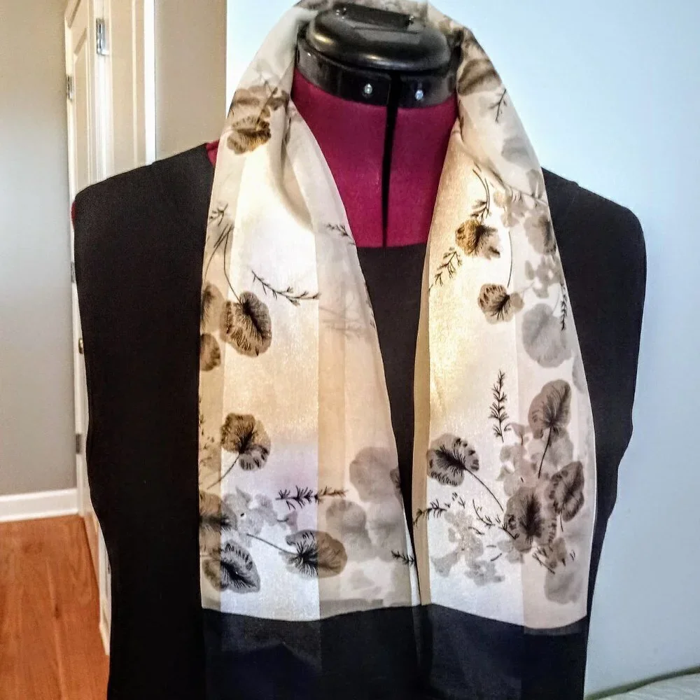 Floral Print Tone-On-Tone Square Scarf